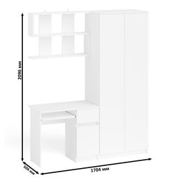 Компьютерный стол однотумбовый правый с ящиком и верхней полкой и платяной шкаф Мори МШ8001