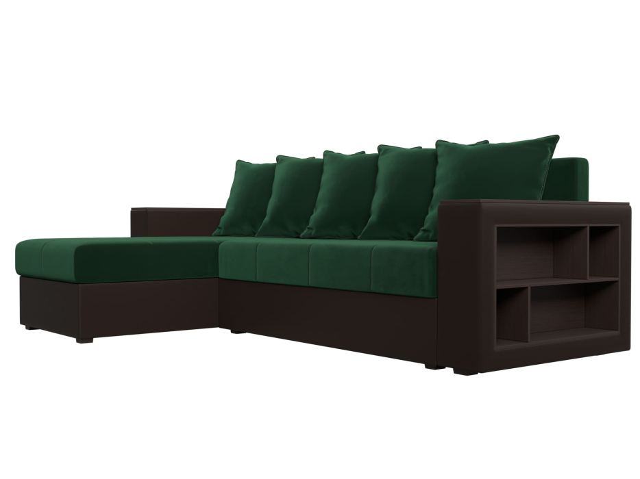 Диваны угловые в гостиную, Диван угловой Дубай Лайт, велюр/экокожа, левый угол