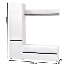 Широкий шкаф-пенал Сидней с полочкой и ТВ-тумбой