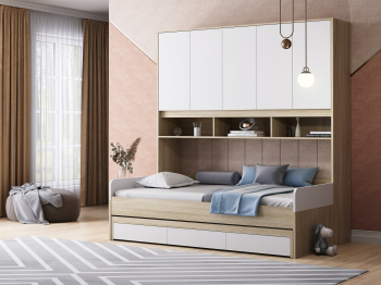 Кровать с антресолью ДЕЛЬТА Next 21.04 (Ясень шимо светлый)
