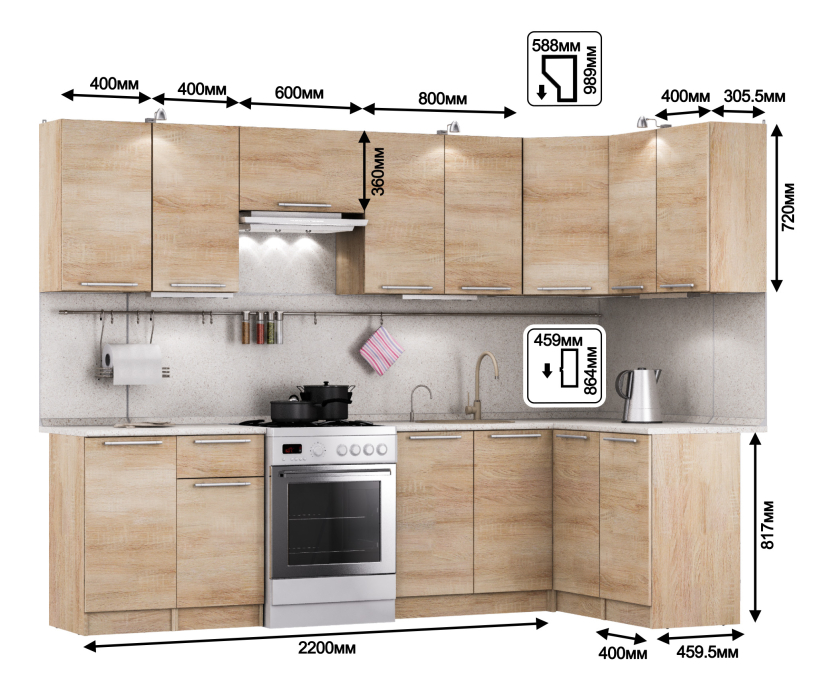 Кухонные гарнитуры, Кухня угловая Ангелина Классик 2,8 х 1,4 м.