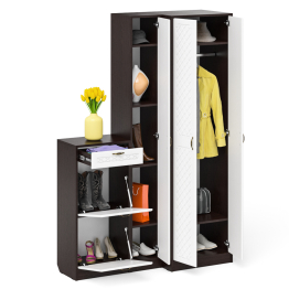 Обувница П-6 две секции с пеналом и шкафом № 28 МДФ фрезеровка ромб