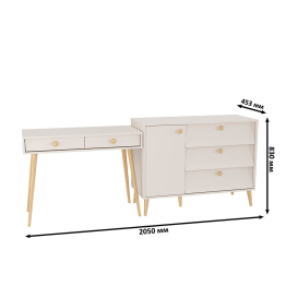 Туалетный стол с ящиками Афина и комод с дверкой и тремя ящиками