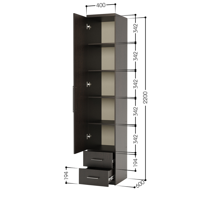 Для одежды, Шкаф с полками и ящиками Мелодия МПЯ-11 40х60