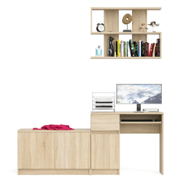 Компьютерный стол Мори МС-1 левый с тумбой две дверки и полкой