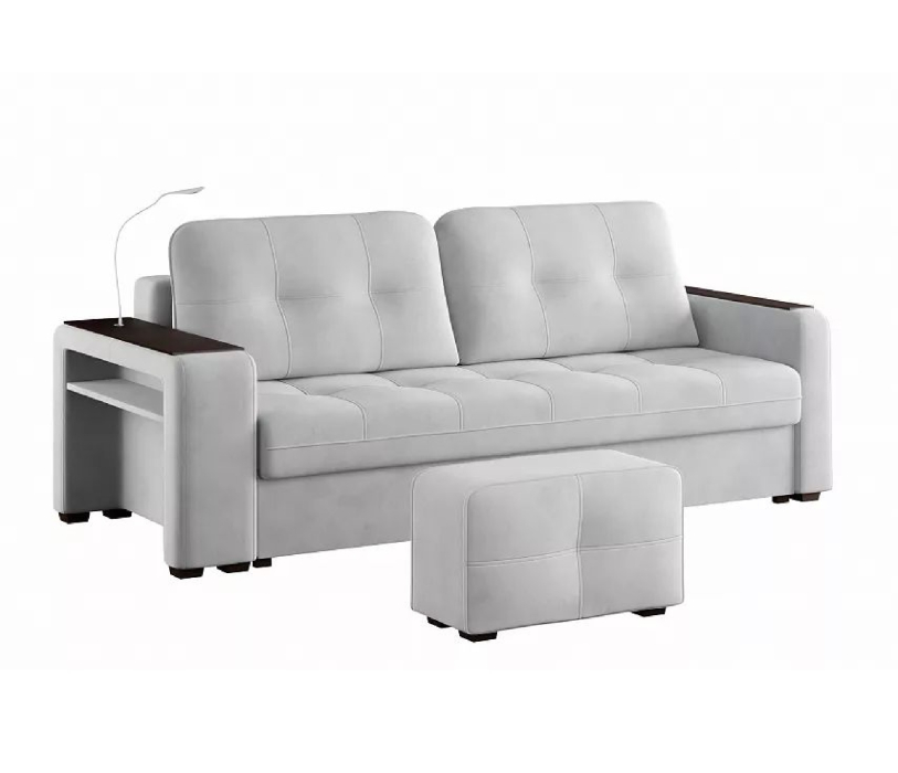 Диваны с ящиком для белья, Диван-кровать прямой Smart 4 пуф слева Велюр