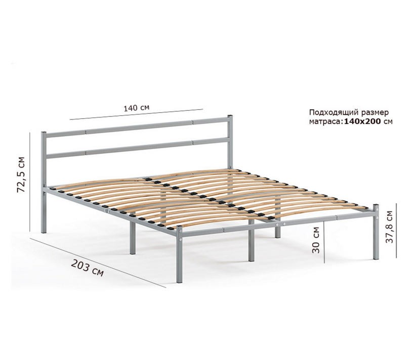 Кровати 140х200, Кровать металлическая Лофт Компакт 140*200