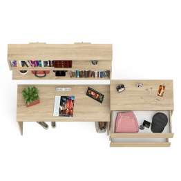 Комод Мори четыре ящика МК800.4 с письменным столом с навесной полкой на 1200