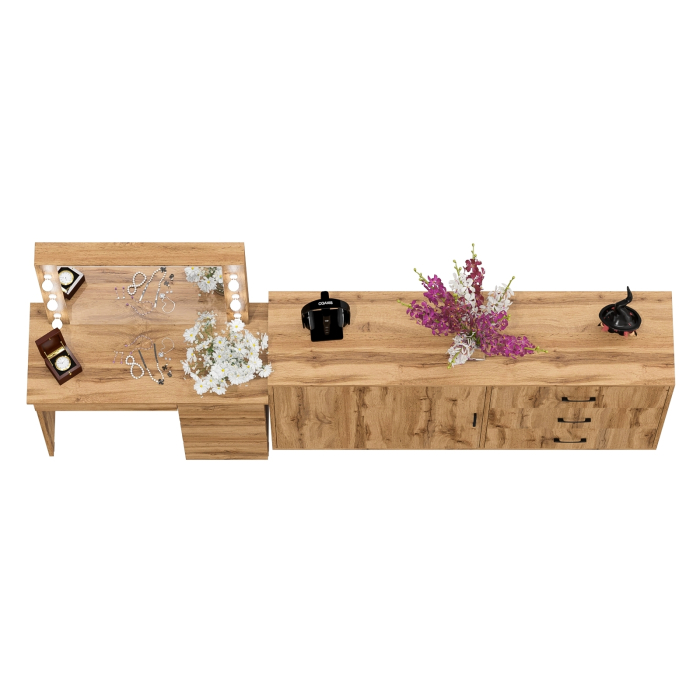 Туалетные столики, Столик косметический с подсветкой Сура и тумба-комод 122-1504