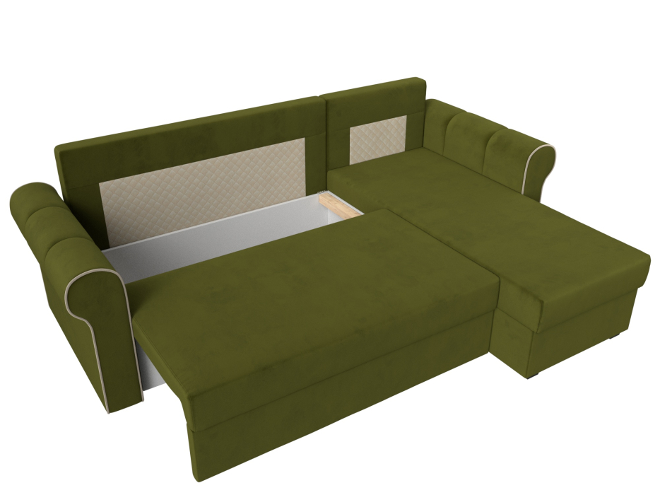 Диваны угловые в гостиную, Угловой диван-кровать Рейн, еврокнижка, микровельвет, правый