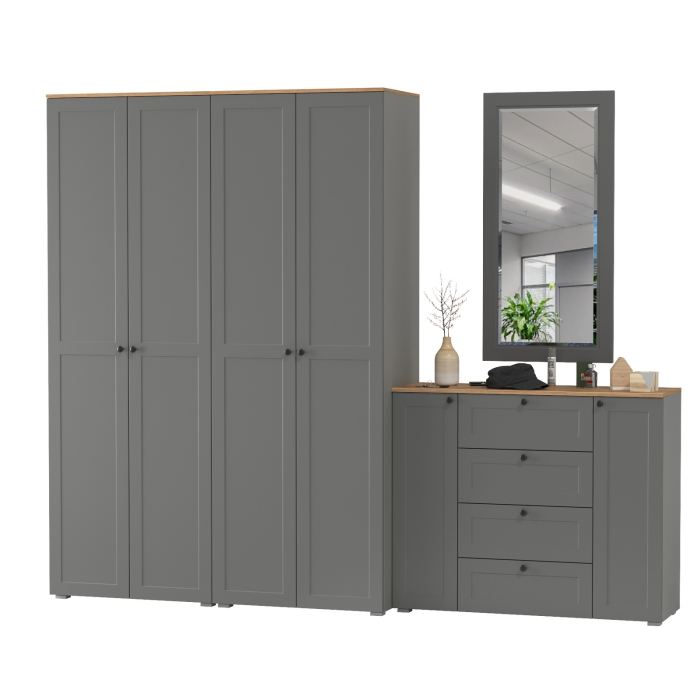 Прихожие, Два платяных шкафа Остин и комод с зеркалом