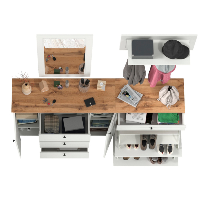 Прихожие, Мебель для прихожей Остин № 56 с вешалкой и зеркалом