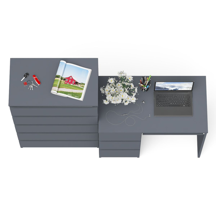 Домашние кабинеты, Комод высокий Мори МК700 5-ть ящиков и стол компьютерный Мори МС-6 левый