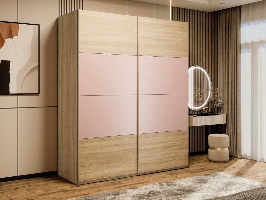 Шкафы-купе 2-х дверные, Шкаф-купе Эста 2-х дверный ДСП/Стекла пудра/Доводчик 200х66х240