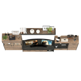 Стенка в гостиную с подсветкой в стиле лофт Трувор № 53