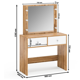 Косметический столик с лампочками СТ-5 и комод-тумба 122-1504
