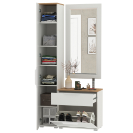 Шкаф-пенал в прихожую с обувницей и зеркалом Октава.
