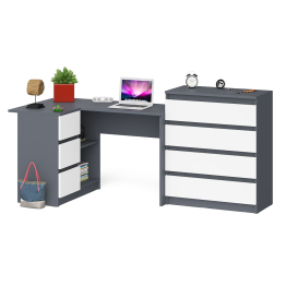 Комод Мори МК800 4-ре ящика с угловым компьютерным столом Мори МС-16 тумба слева