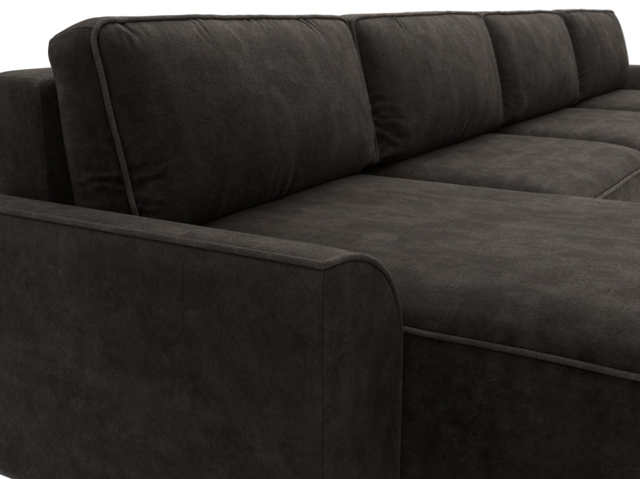 Диваны прямые со спальным местом, Диван п-образный Лига-048 НПБ лонг, велюр BRUT