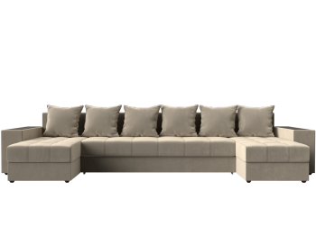 П-образный диван Дубай полки слева, микровельвет