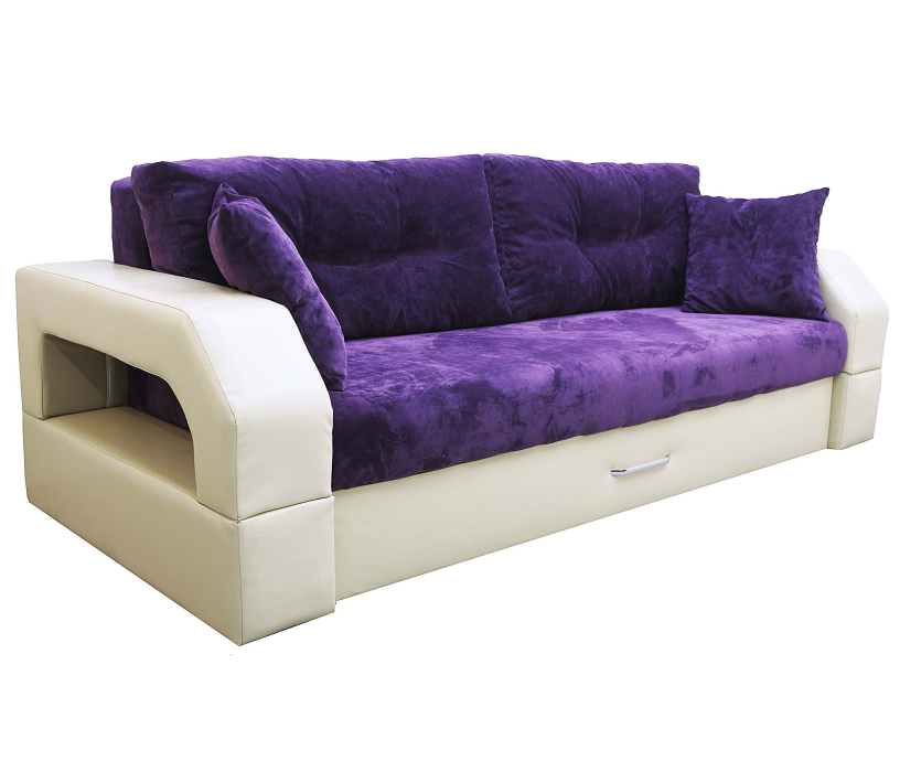 Дизайнерские диваны для гостиной, Диван-кровать еврокнижка Манчестер с подсветкой, 160, велюр/экокожа