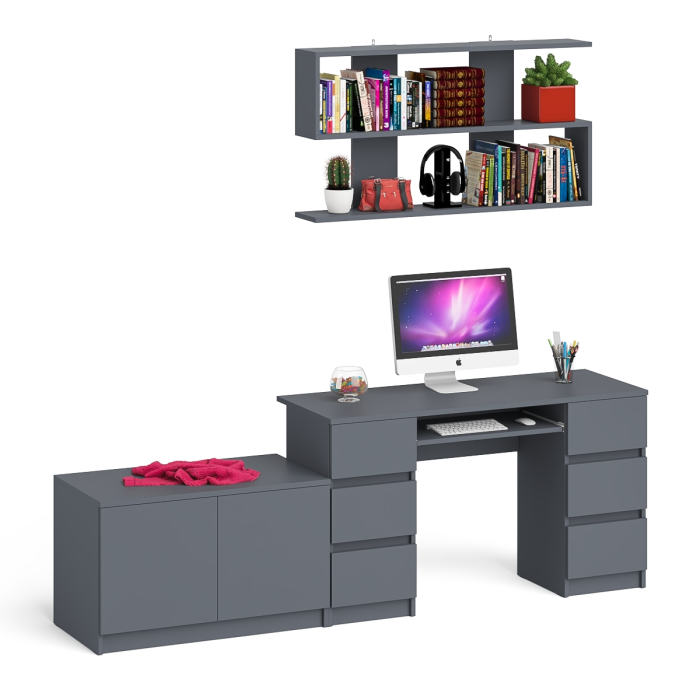 Домашние кабинеты, Стол компьютерный Мори МС-2 с верхней полкой и тумбой МА900.1