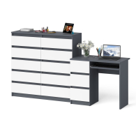 Компьютерные столы, Компьютерный стол с тремя выдвижными ящиками левый с комодом 10-ть ящиков Мори