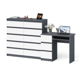 Компьютерный стол с тремя выдвижными ящиками левый с комодом 10-ть ящиков Мори