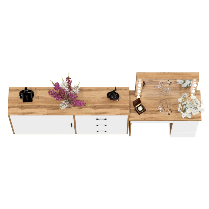 Туалетные столики, Столик косметический с подсветкой Сура и тумба-комод 122-1504