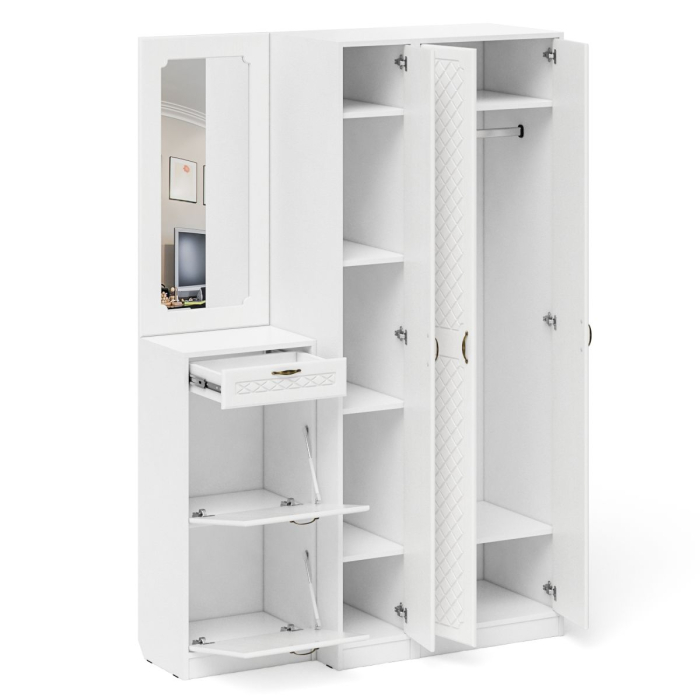 Прихожие, Модульная прихожая с зеркалом П-6-500 № 49 фрезеровка ромб