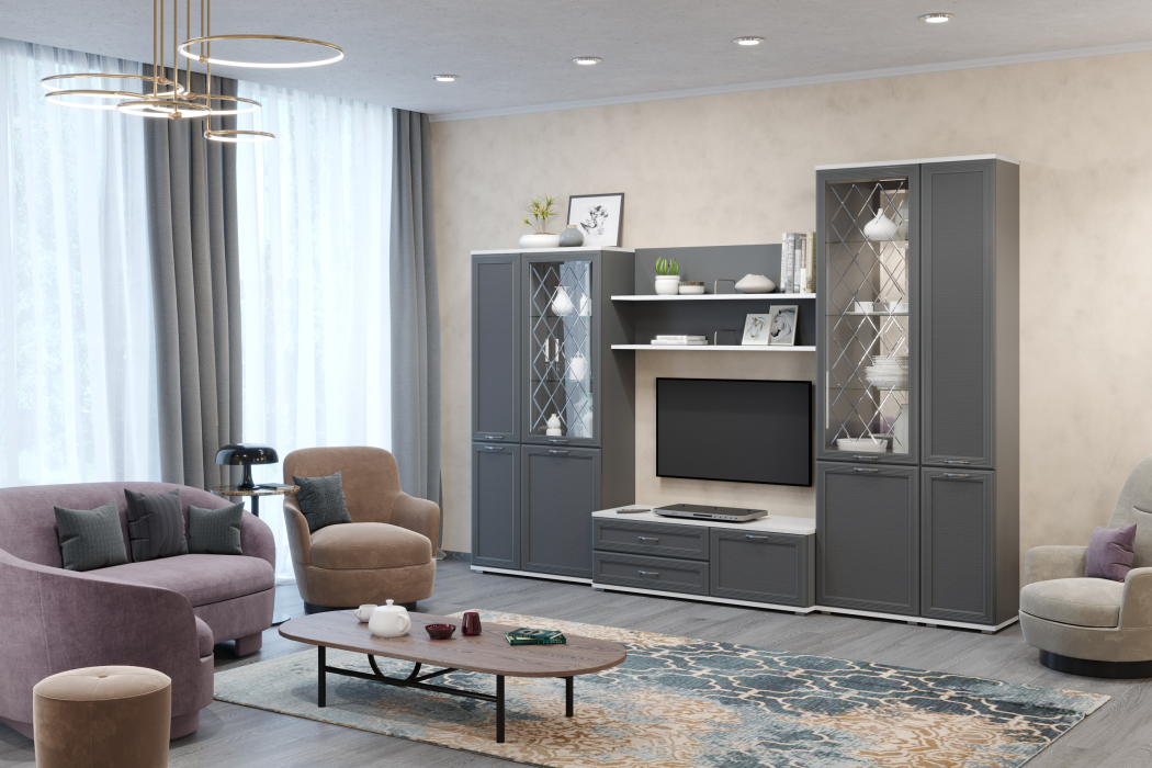 Стенки для гостиной, Модульная гостиная Карина композиция 24