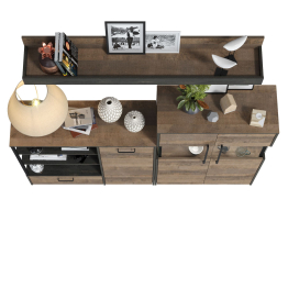 Комод с витриной с подсветкой и комод с дверкой и ящиком Трувор