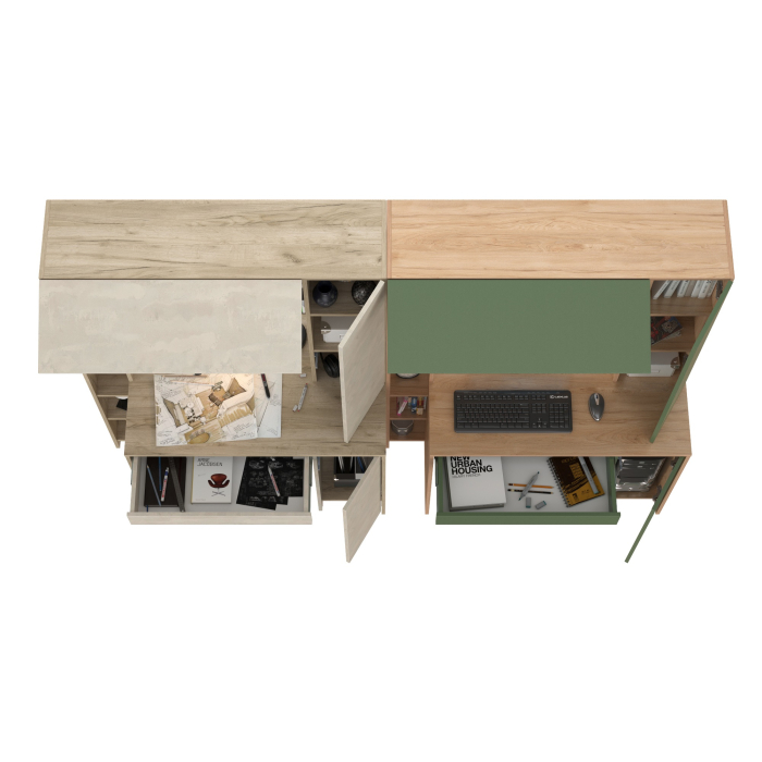 Прямые компьютерные столы, Два стола с надстройкой Mobi Комфорт 12.71