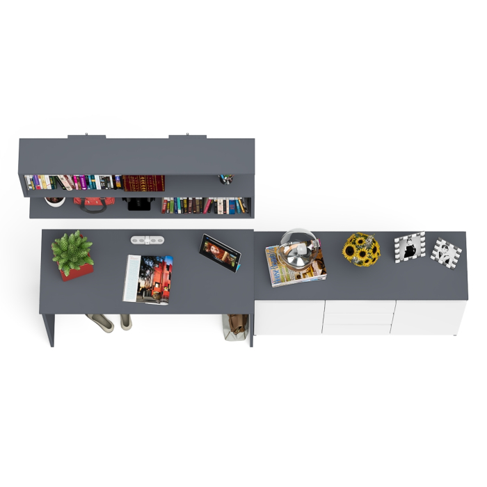 Прямые компьютерные столы, Стол письменный Мори 1200 с открытой полкой и тумбой-комодом