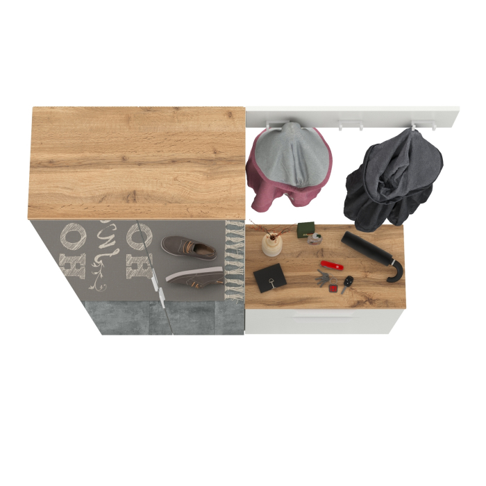 Прихожие, Шкаф две двери с зеркалами с обувницой и вешалкой для одежды Октава