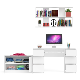 Стол компьютерный Мори МС-2 с верхней полкой и тумбой МА900.1