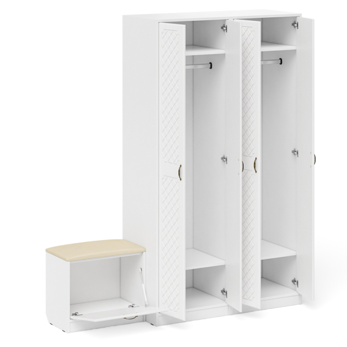 Прихожие, Два шкафа с дверками и обувница с сиденьем П-6 № 07 МДФ фрезеровка ромб