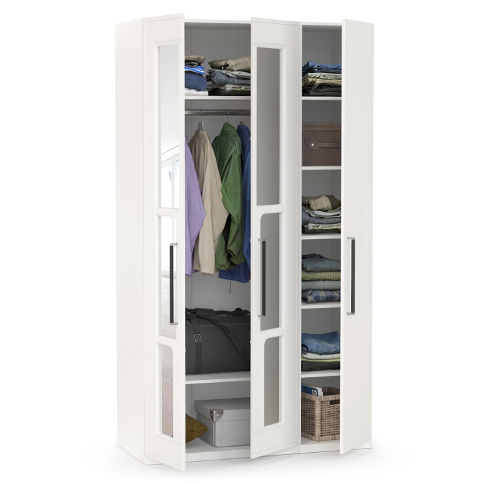 Шкафы распашные, Шкаф для одежды 3-х створчатый с зеркалами Валенсия