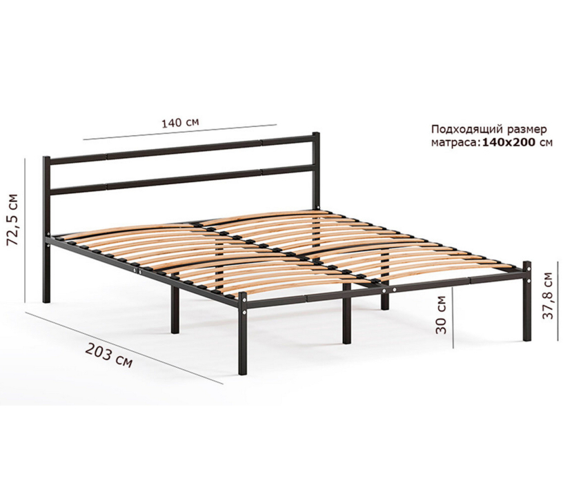 Кровати 140х200, Кровать металлическая Лофт Компакт 140*200