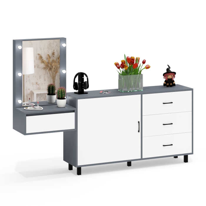 Туалетные столики, Стол косметический навесной с подсветкой и комод 122-1504