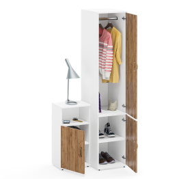 Пенал глубокий с вешалкой для одежды и полкой и тумба с открытой нишей Лидер-8