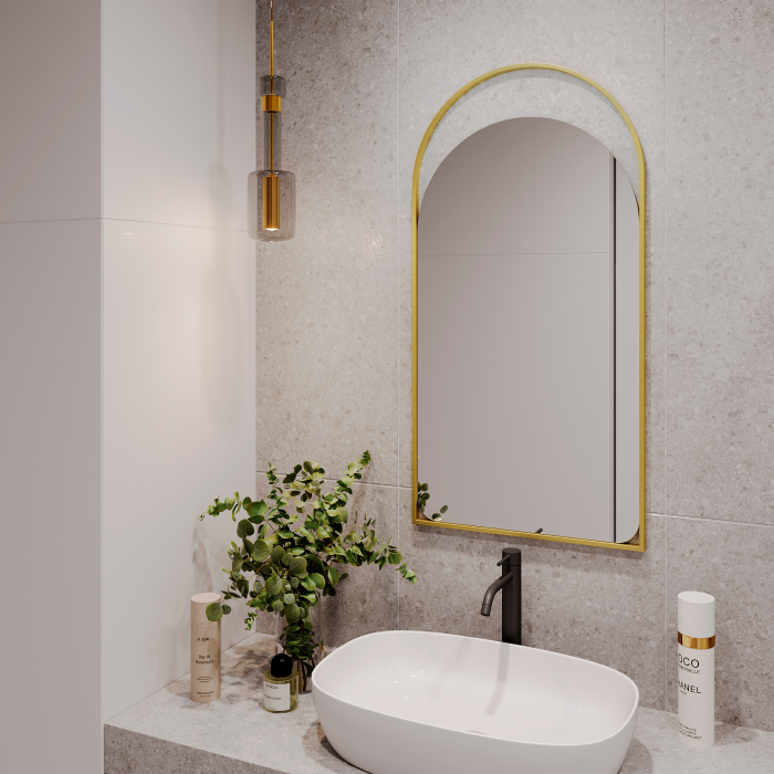 Зеркала в спальню, Дизайнерское настенное зеркало GENGLASS Arkelo в металлической раме