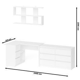 Стол компьютерный угловой МС-16 левый Мори с полкой для книг и широким комодом