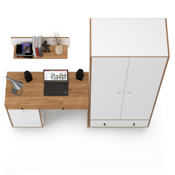 Офисная мебель, Письменный стол с полкой и шкафом Вуди