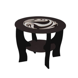 Стол журнальный МДФ со вставкой из стекла, круглый, венге, матовый венге