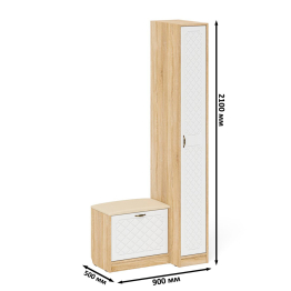 Пенал П-6-500 с обувницей с мягким сиденьем фрезеровка ромб