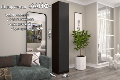 Распашной шкаф Лайф с полками 40*40*240 Венге