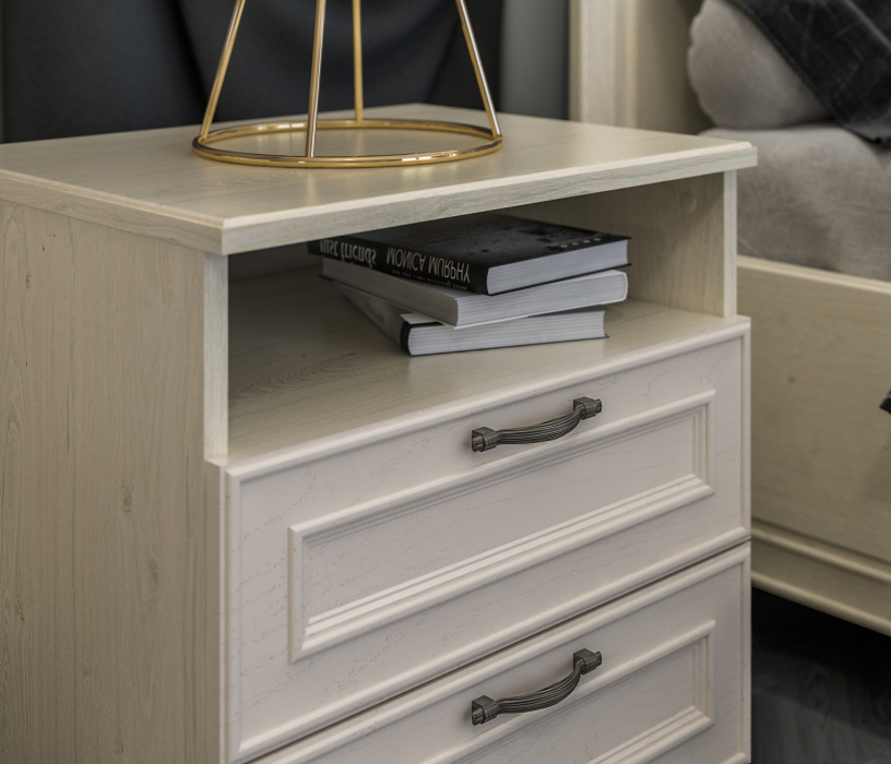 Прикроватные тумбы, Тумба Гранд / Ливерпуль СБ-3514 Дуб Приморский Белый/МДФ Классика Светлый