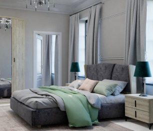 Кровать Шер КРП-23-М-16 с подъемным механизмом, дуб серый/alpina 14