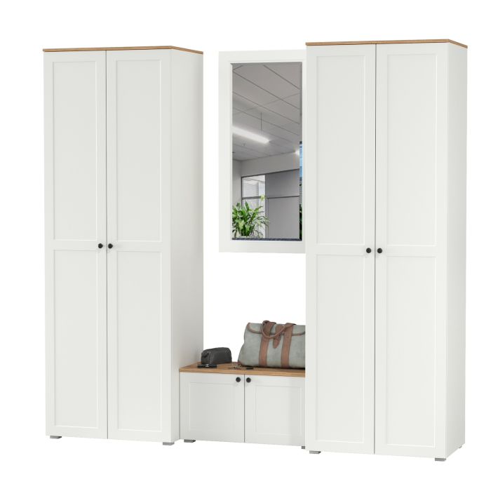 Прихожие, Тумба две дверки с навесным зеркалом и два шкафа Остин